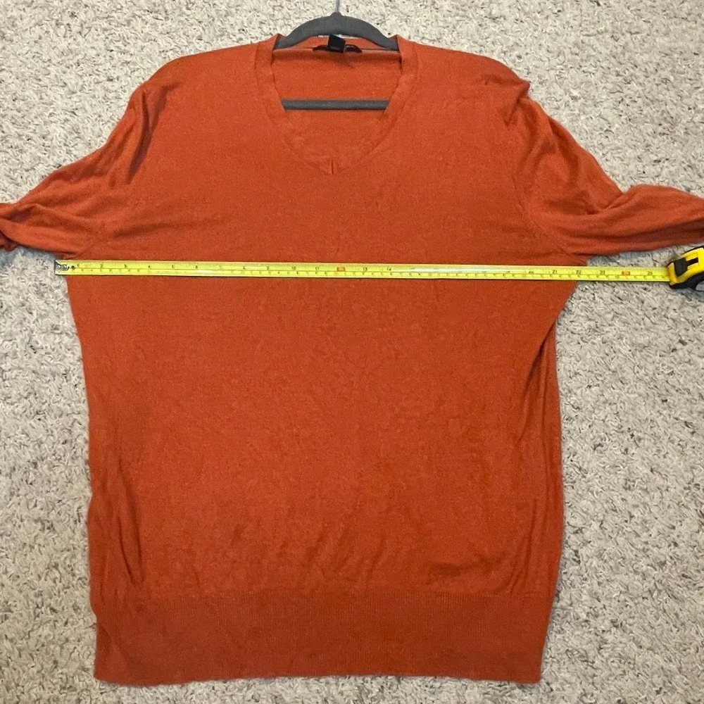 Banana Republic Sweater Mens L Orange Silk Cotton‎ Cashmere Luxury Blend V-Neck